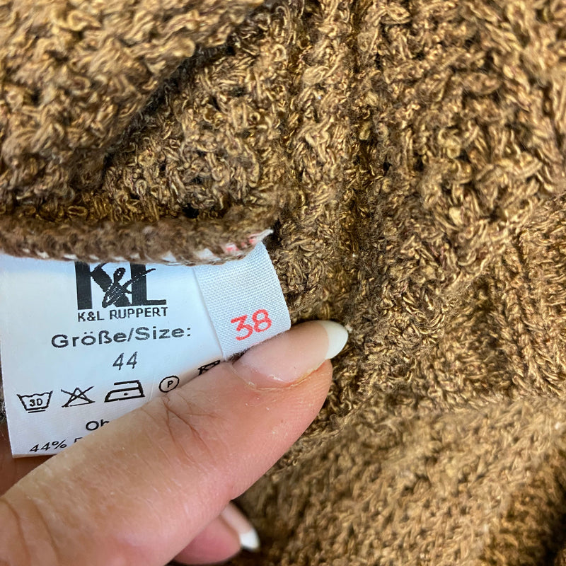 Vintage Strickjacke in warmem Braunton – Größe 44 (heutige Gr.38)