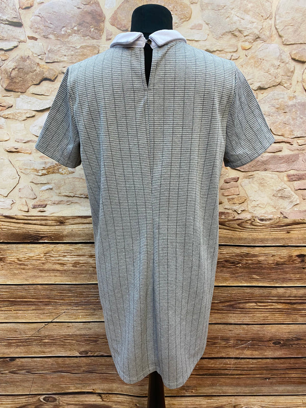 Swingkleid 60er Jahre Stil grau weiß Gr.44, Vintage