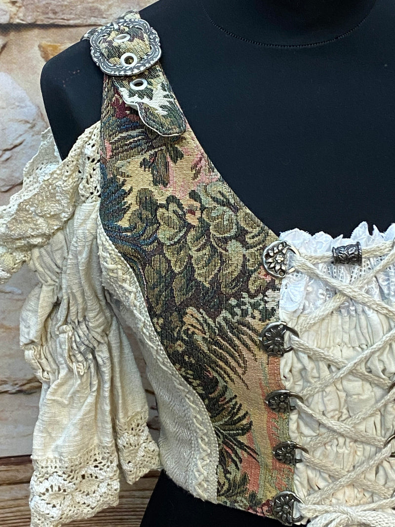 Elegantes Vintage-Trachtenmieder mit romantischen Stickereien