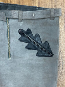 Kurze Trachten Lederhose Pfadfinder Vintage mit schwarzem Eichenlaub Gr.50