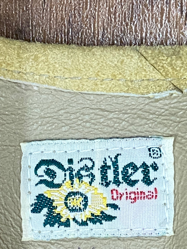 Vintage Trachtenmieder aus Echtleder – Größe 40 – Distler-Senffarben