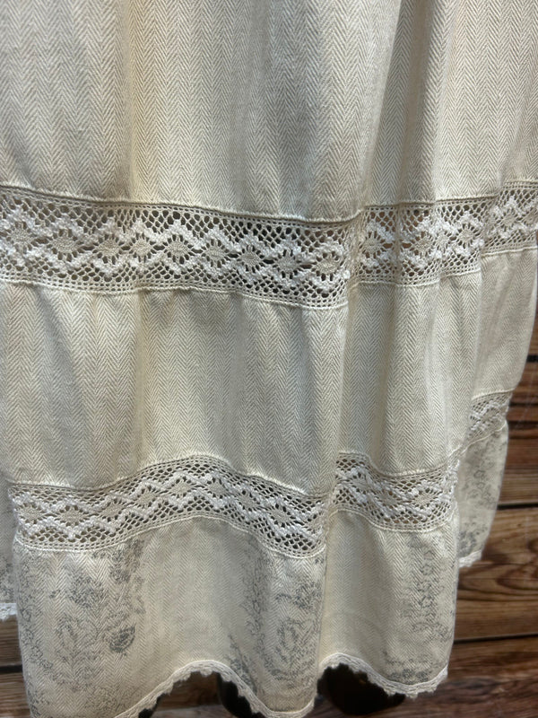 Vintage Trachtenschürze aus Leinen, Gr. 48