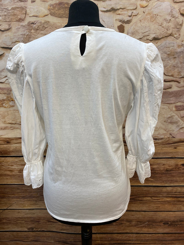 Weißes Vintage-Trachtenshirt Gr.38
