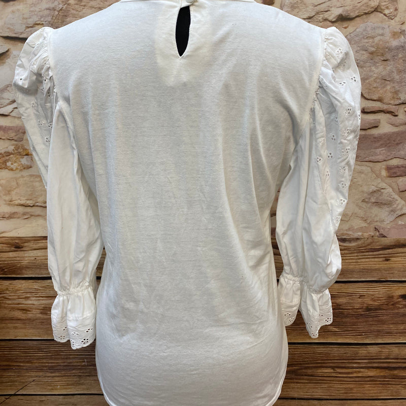 Weißes Vintage-Trachtenshirt Gr.38