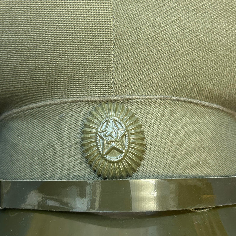 Original Sowjetische Offiziersmütze – UdSSR Schirmmütze Grün (Größe 56)