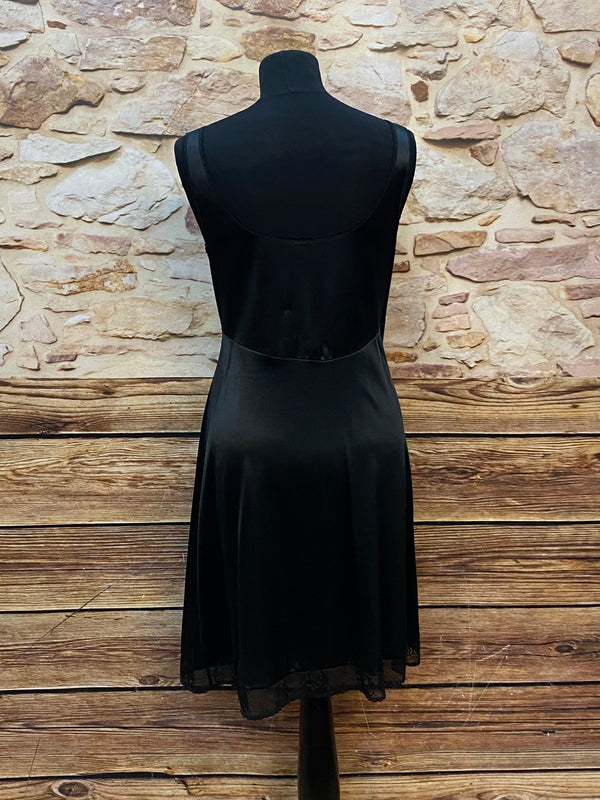 Vintage-Unterkleid mit Spitze – Klassisch Schwarz, Gr.38