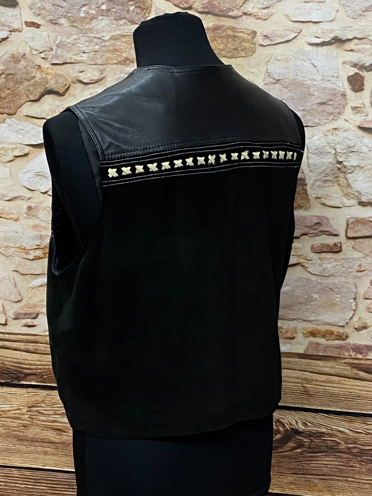 Gilet en daim vintage noir gilet homme taille L 