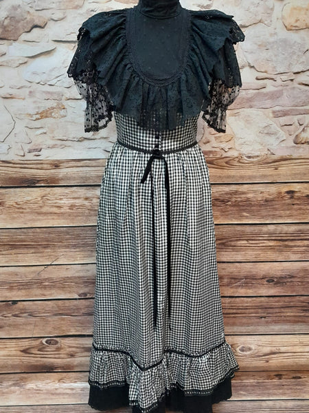 Vintage Schwarz-Weiß Kariertes Kleid Gr.34