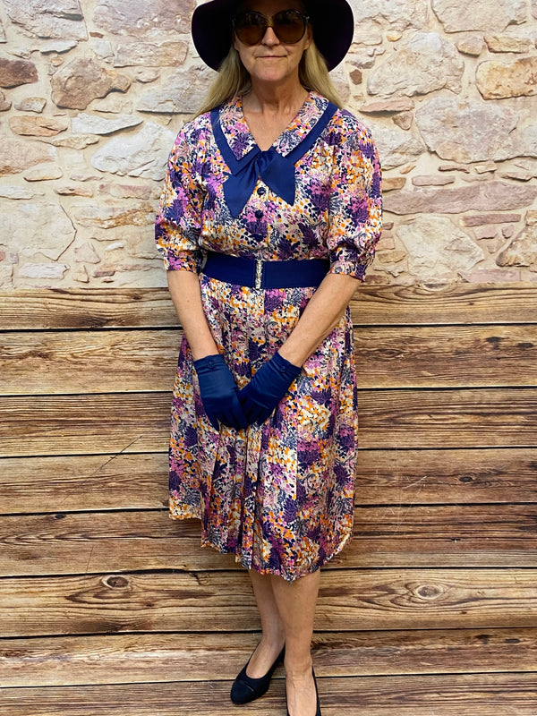 Vintage-Kleid 70er Jahre Damen Kostüm Gr.42