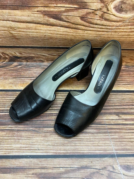 Schwarze Vintage Lederpumps für Damen Gr.39