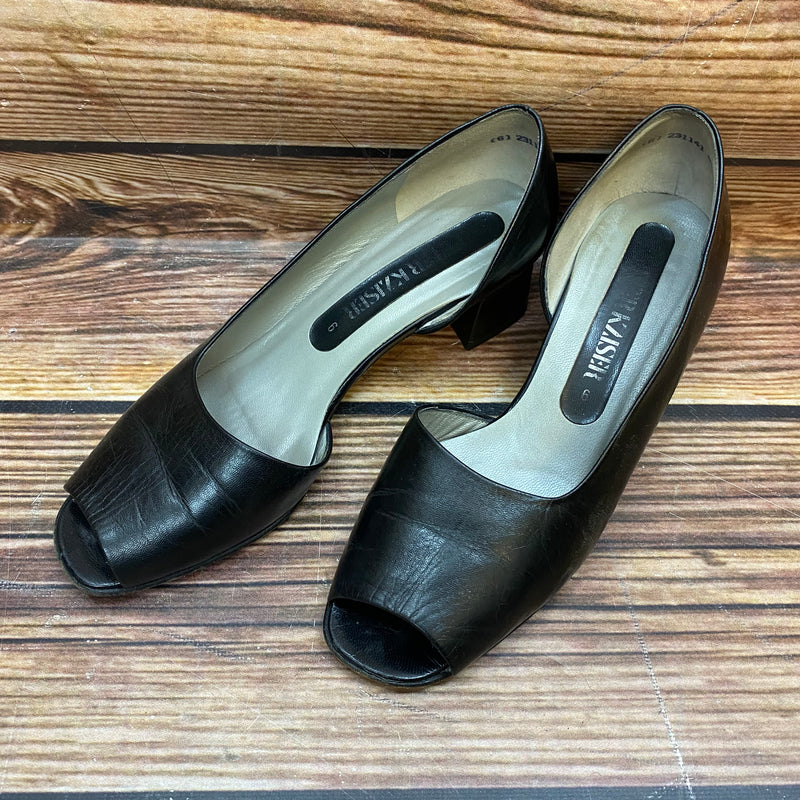 Schwarze Vintage Lederpumps für Damen Gr.39