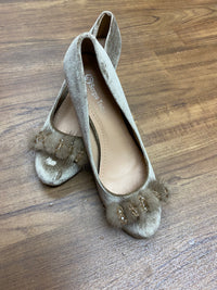 Vintage Damen Schuh mit Fell-Puschel, Pumps Gr.39 in beige