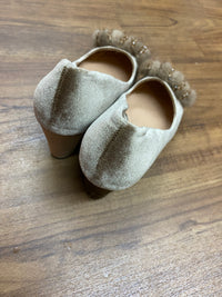 Vintage Damen Schuh mit Fell-Puschel, Pumps Gr.39 in beige