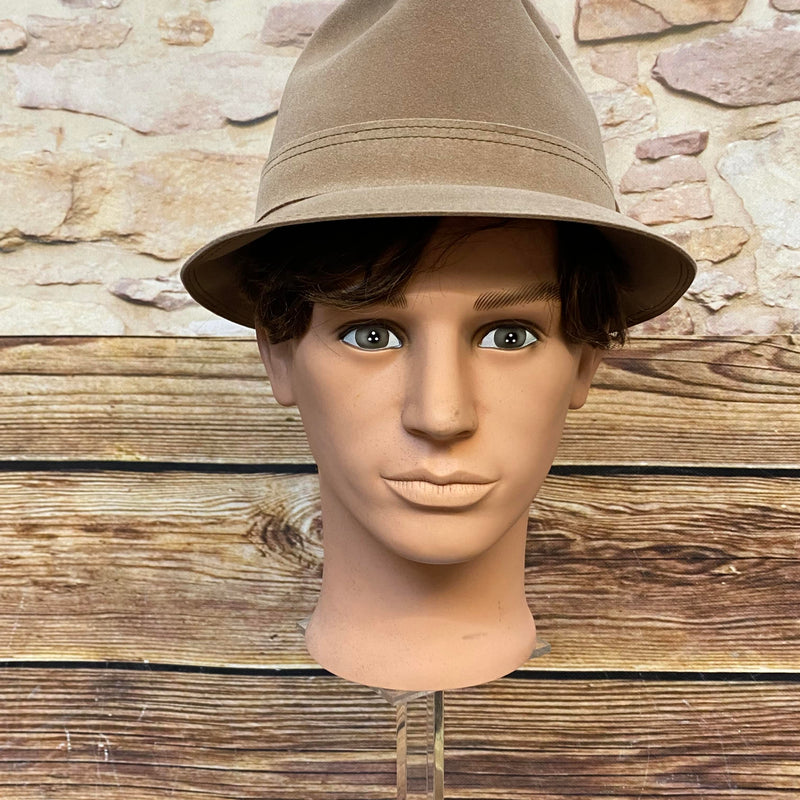 „Wegener Herren Hut Größe 57 in Beige, klassischer Vintage Hut für Herren mit schmaler Krempe“