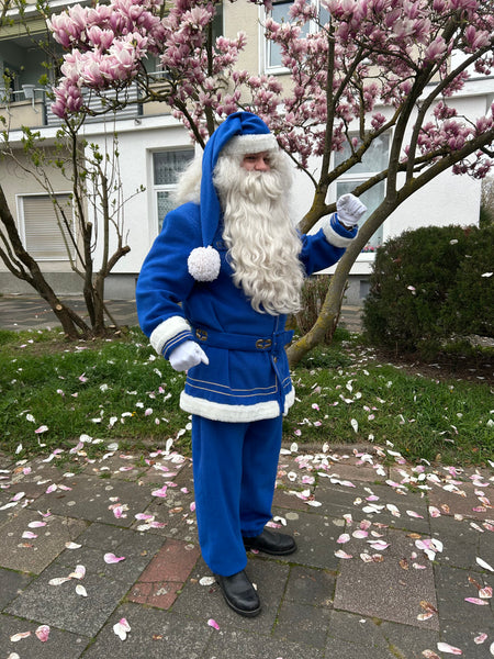 Vintage Werbekostüm – Blauer Weihnachtsmann (Citibank)