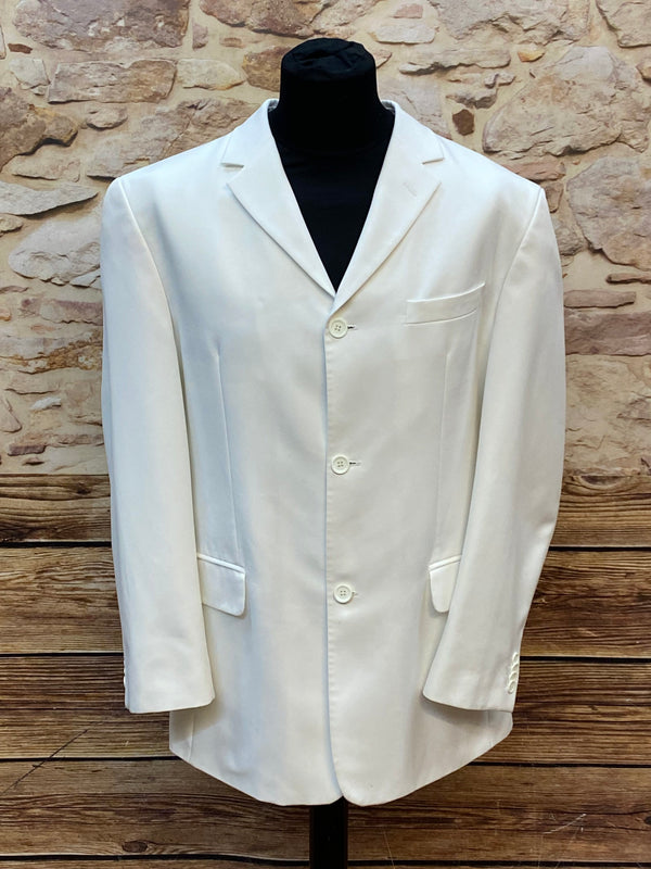 „Weißes Herren Sakko Vintage in Größe 52 mit klassischem Revers und Knopfleiste“
