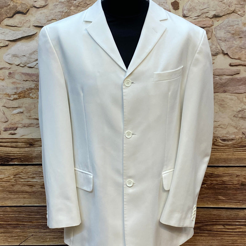„Weißes Herren Sakko Vintage in Größe 52 mit klassischem Revers und Knopfleiste“