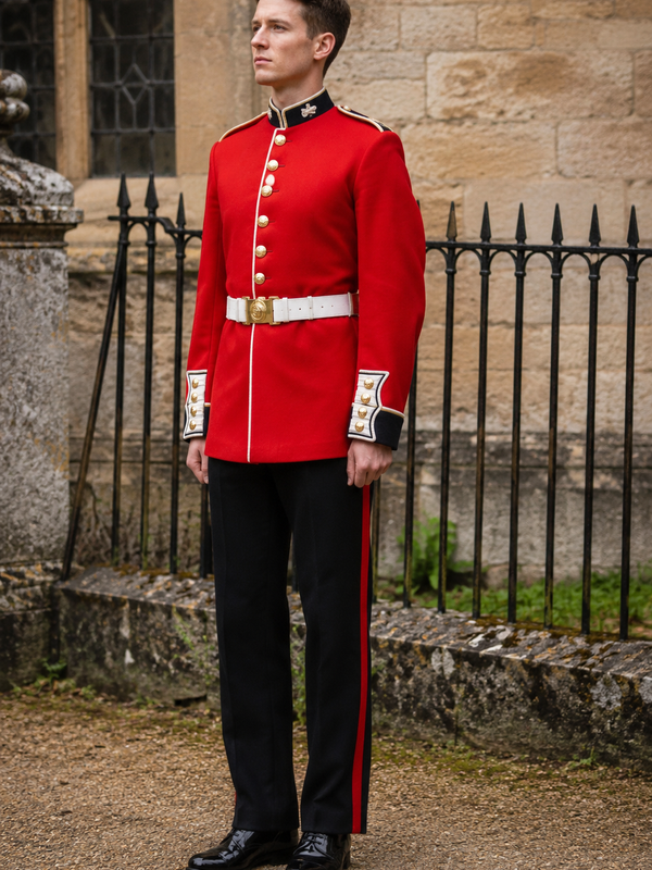 Welsh Guards Herren Uniform rot schwarz Vintage Original