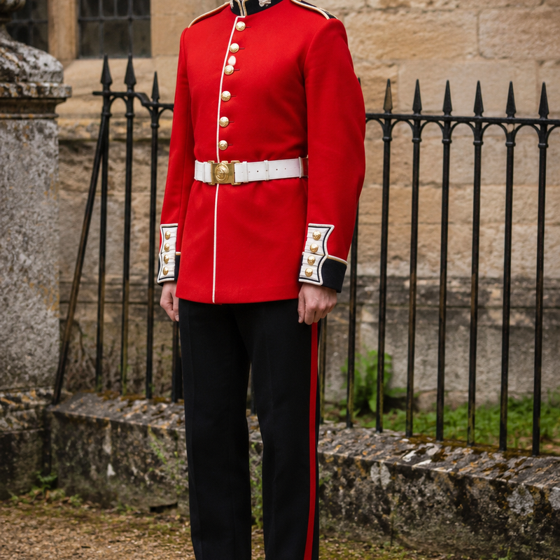 Welsh Guards Herren Uniform rot schwarz Vintage Original