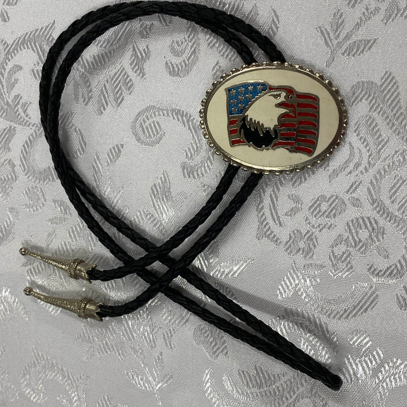 Patriotische Bolo Tie mit Adler und amerikanischer Flagge