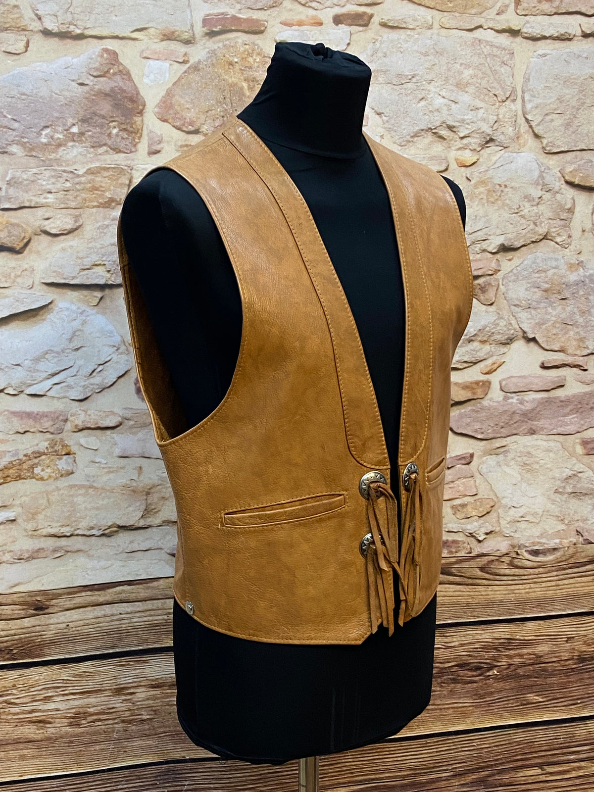 Gilet en cuir de style occidental en taille marron chaud 54 