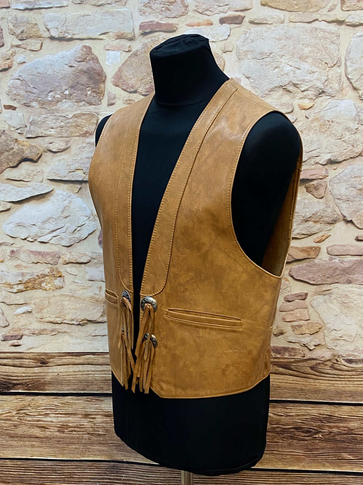 Gilet en cuir de style occidental en taille marron chaud 54 