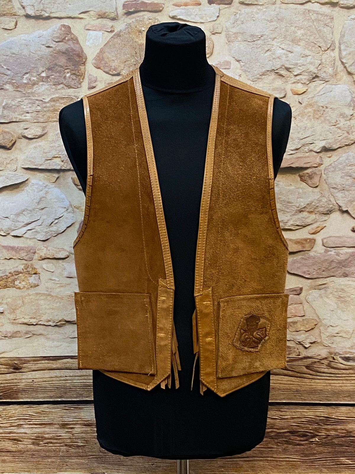 Gilet en cuir de style occidental en taille marron chaud 54 