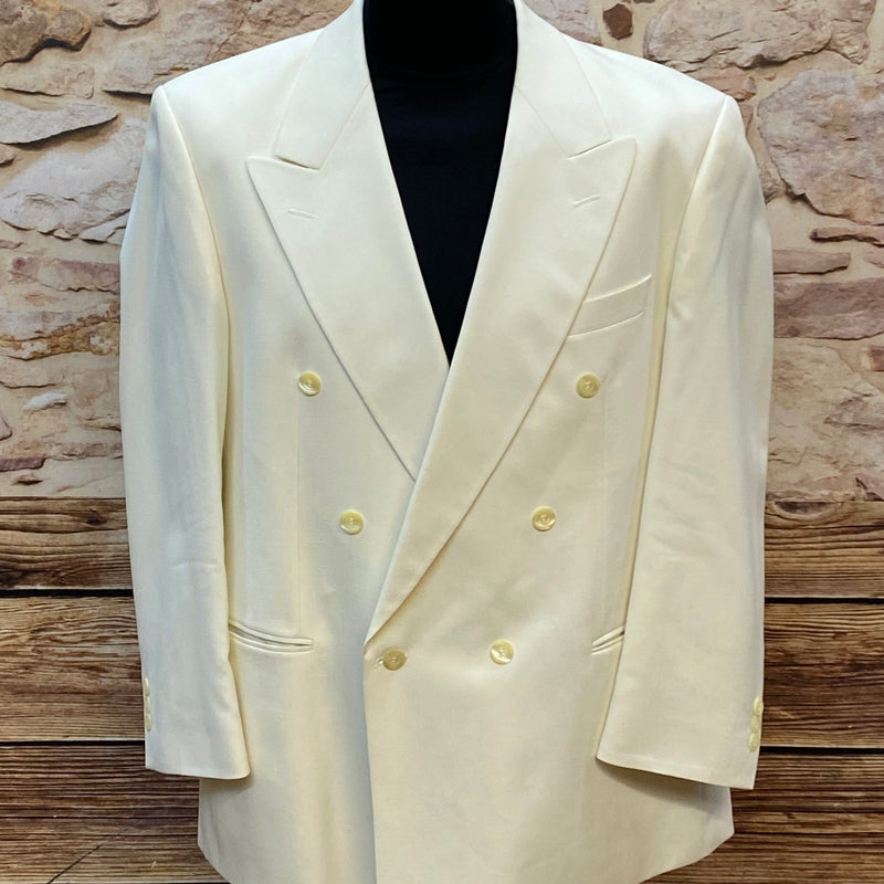 „Wilvorst Vintage Dinnerjacke cremeweiß Gr. 26, Doppelreiher mit Spitzrevers“