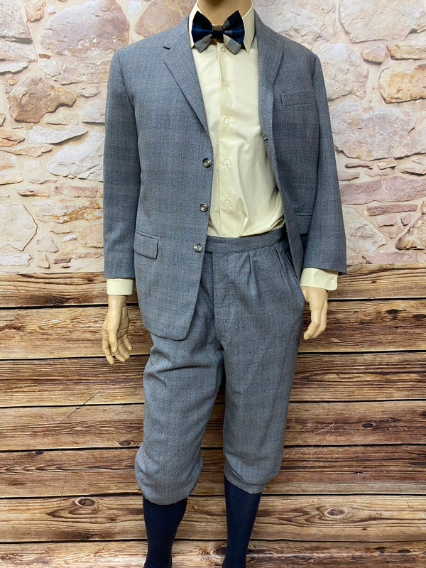 „6-teiliges Vintage 20er Jahre Kostüm Mit Knickerbockerhose, Sakko, Hemd, Fliege, Kniestrümpfe und Schiebermütze in grau Gr.25 Ansicht 1