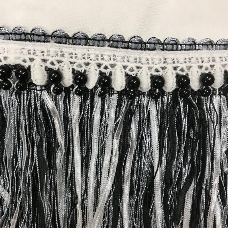 20er Jahre Kleid, Kostüm elfenbeinfarbend, Perlen und Fransen Gr.40