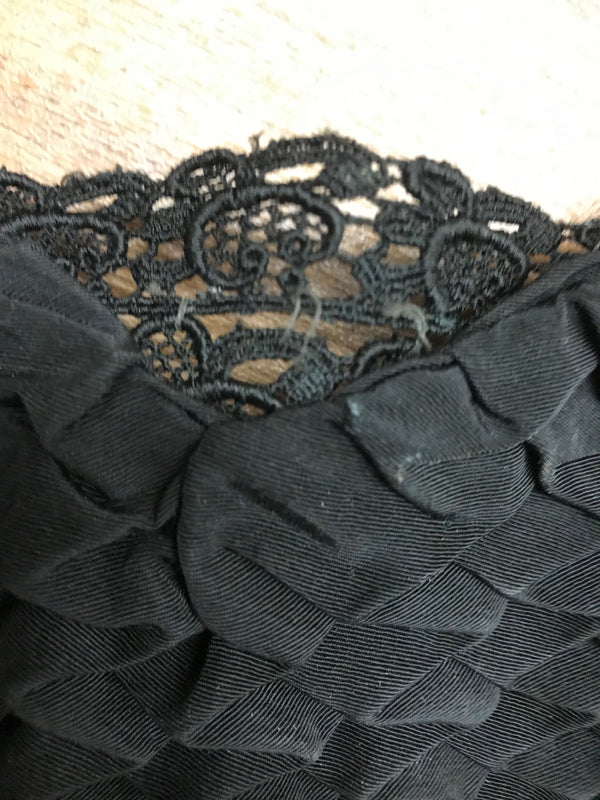 Schwarzes Vintage Cocktailkleid 3teilig, orginal 1950er Gr.38