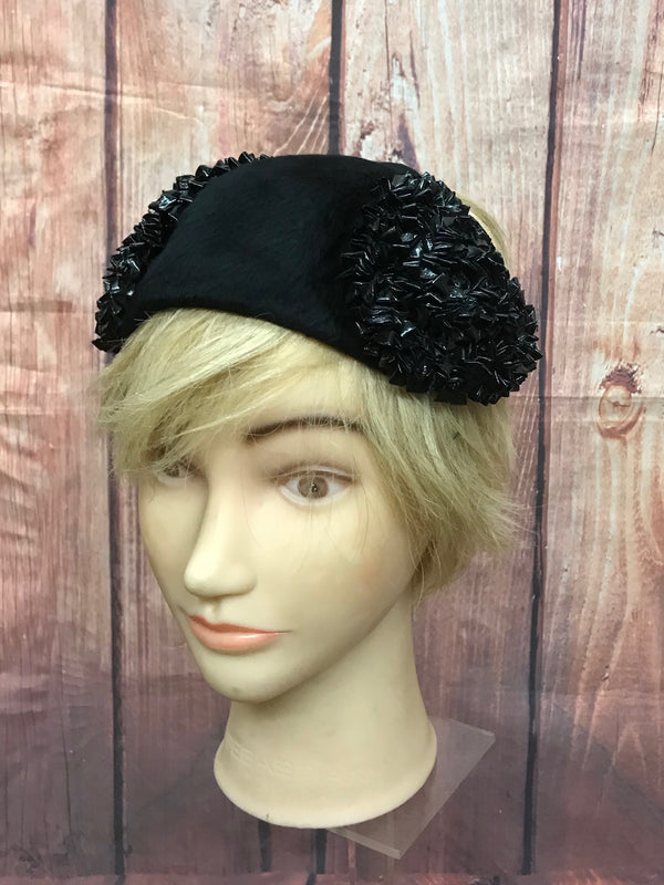 50er Jahre Hut, Halbhut, True Vintage schwarz
