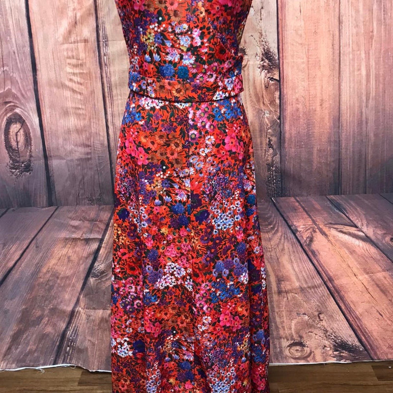 70er True Vintage Rock mit Bluse, Original 70er Jahre Rock mit Oberteil Gr.34 Vintage Unikat mit buntem Blumenmuster