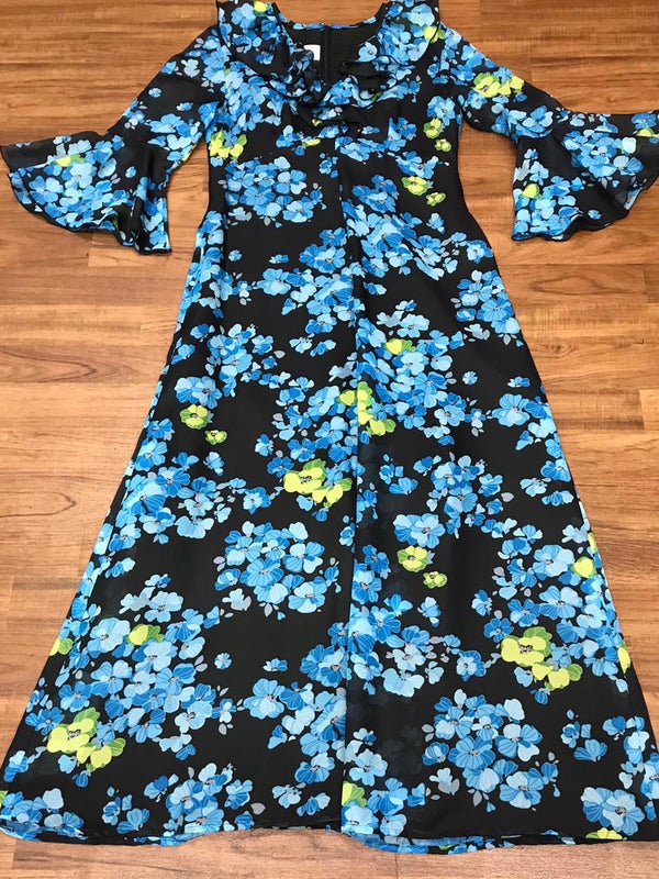 Flower Power siebziger Jahre Kleid Gr.40
