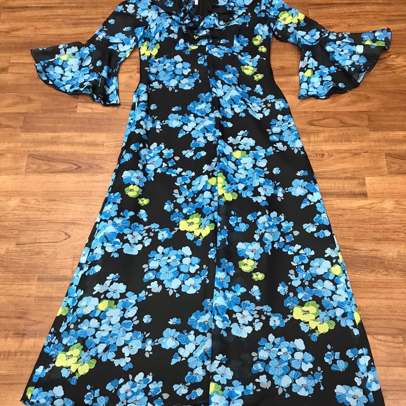 Flower Power siebziger Jahre Kleid Gr.40