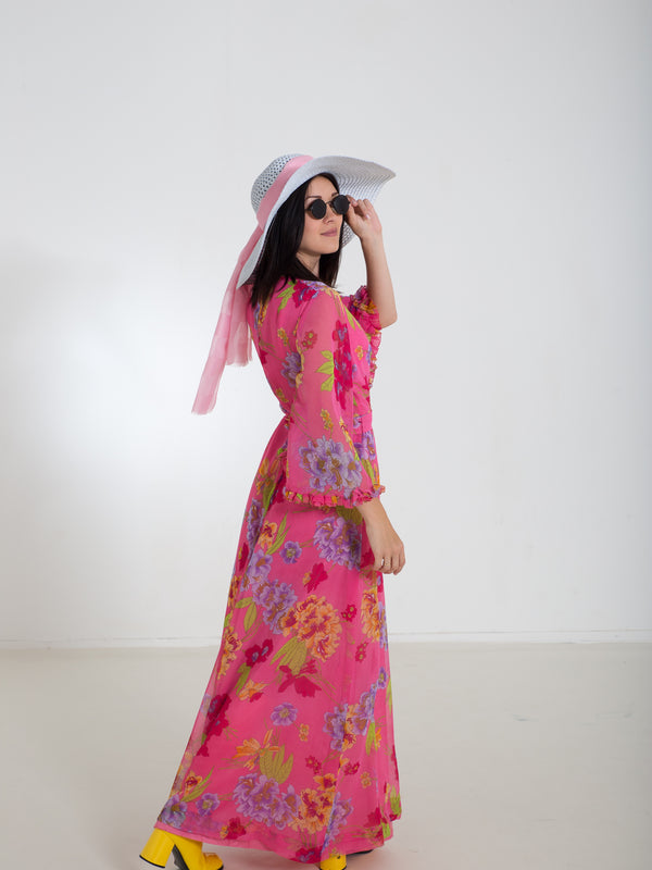 70er Jahre True Vintage langes Kleid
