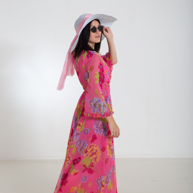 70er Jahre True Vintage langes Kleid