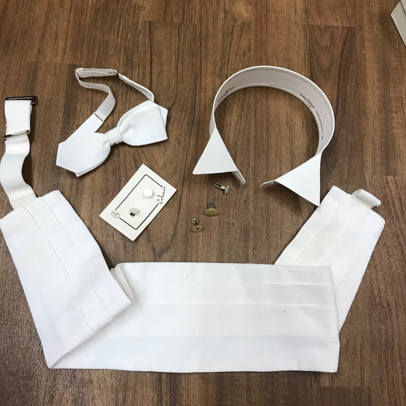 Weißes Kummerbund mit Frackfliege Vintage