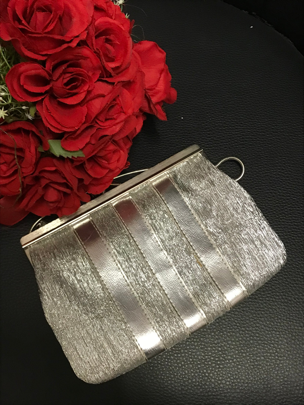 Vintage Handtasche silber, Abendtasche