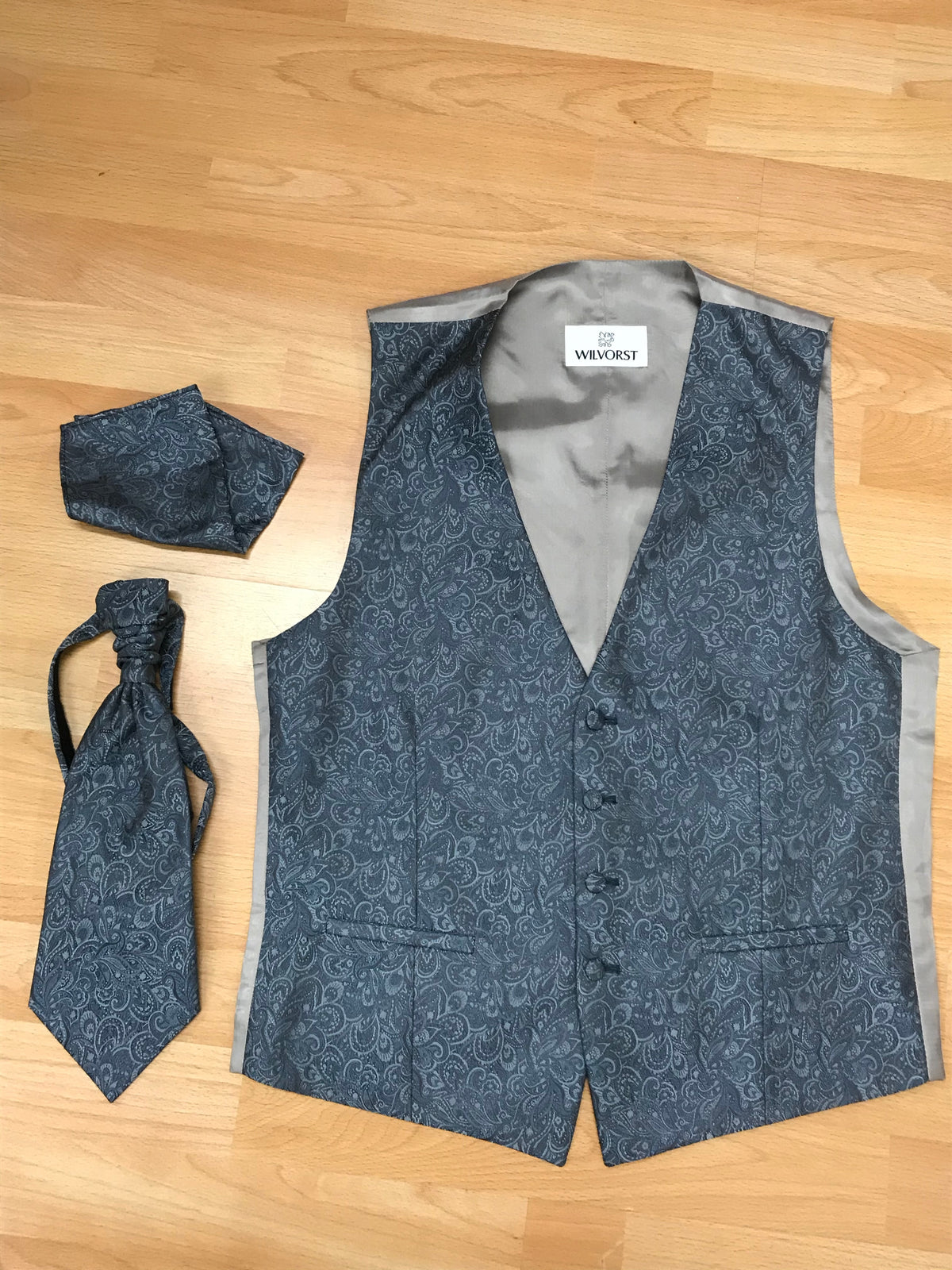 Weste mit Plastron Herren blau grau 20er 