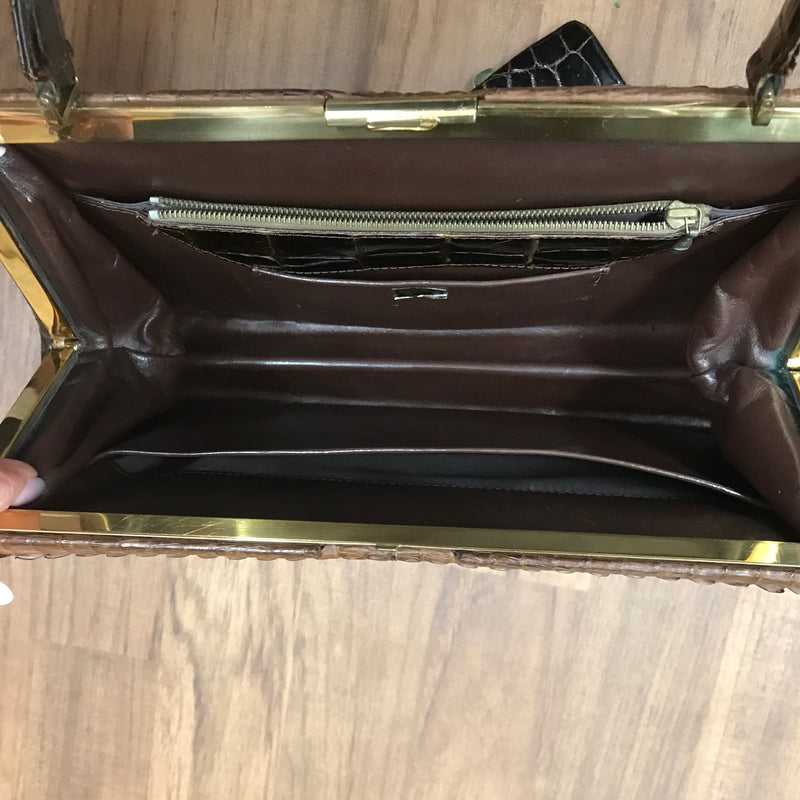 Krokodilleder Handtasche Vintage mit Portemonnaie