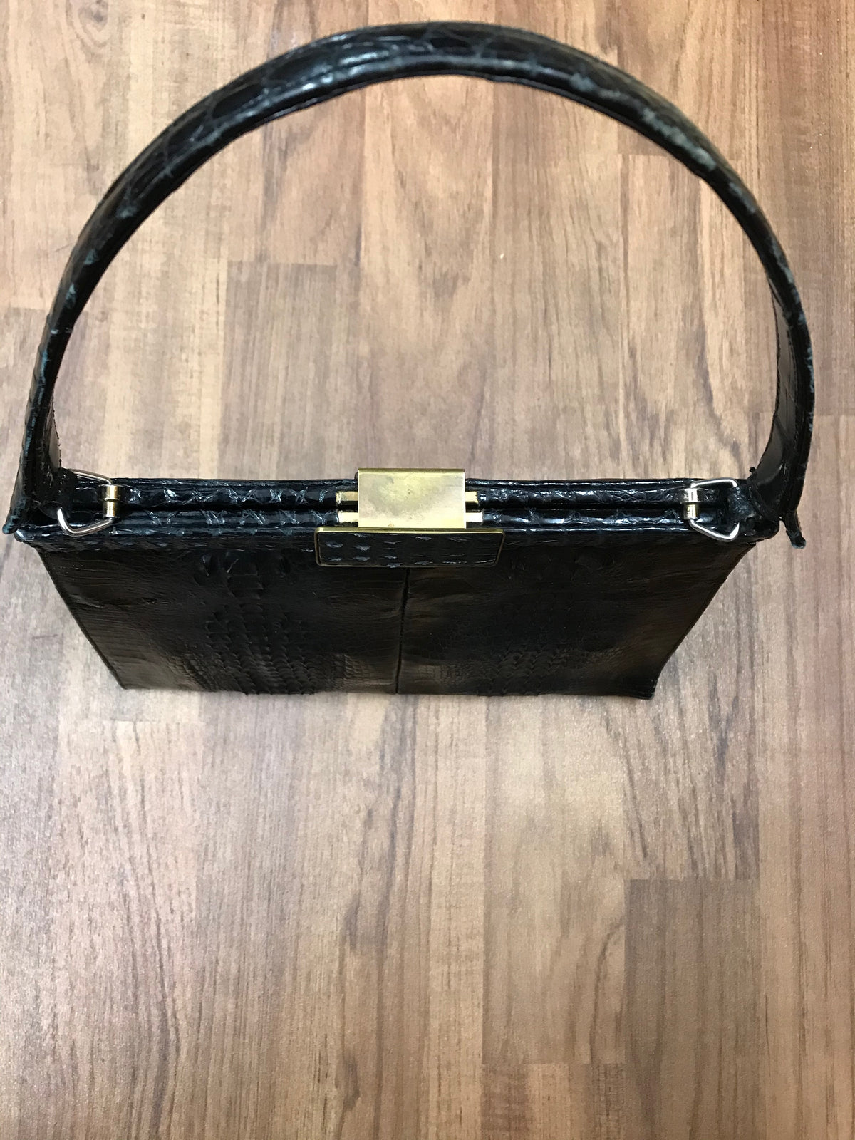 Luxuriöse Zeitlose Krokodilleder Handtasche Mit Geflochtenem Griff