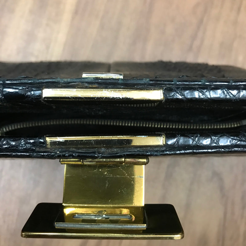 Vintage Krokodilleder-Handtasche mit Geldbörse (50er/60er Jahre)