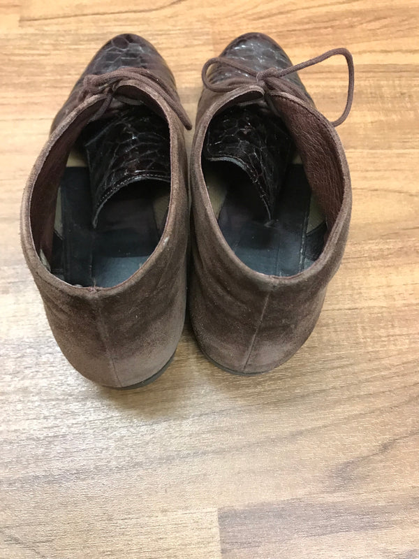 Schnürstiefelette braunes geprägtes Lackleder Gr.38