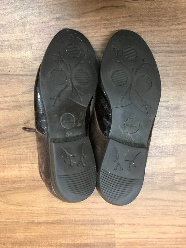 Schnürstiefelette braunes geprägtes Lackleder Gr.38