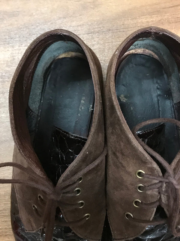 Schnürstiefelette braunes geprägtes Lackleder Gr.38
