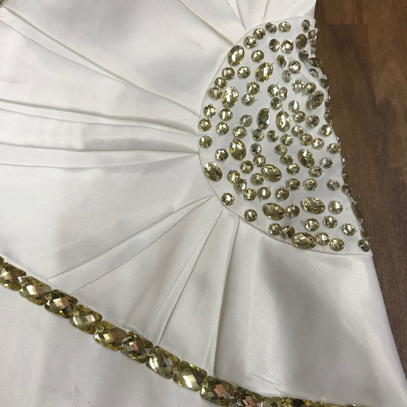 Vintage 20er Jahre Charleston Kleid – Gr. 38, Weiß-Gold, 3-teilig