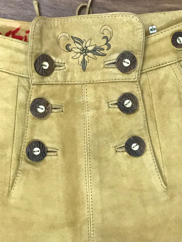 Damen-Trachtenlederhose mit doppelter Knopfleiste – Größe 40