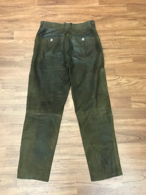 Dunkelgrüne Damen-Trachtenlederhose – Größe 42 | SALE wegen fehlendem Knopf