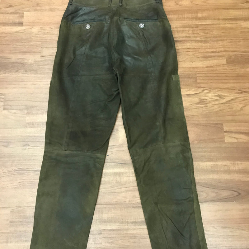 Dunkelgrüne Damen-Trachtenlederhose – Größe 42 | SALE wegen fehlendem Knopf